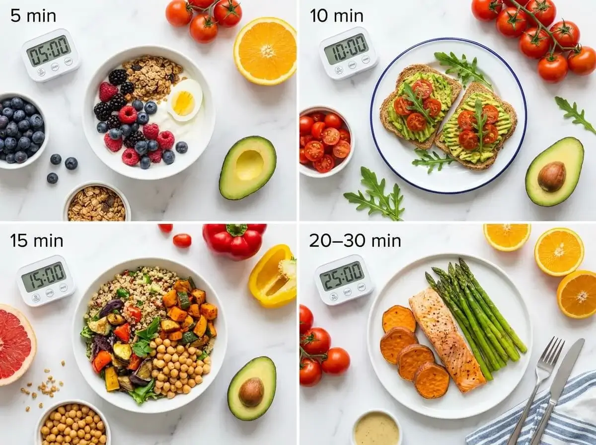 Quick healthy recipes organized by cooking time