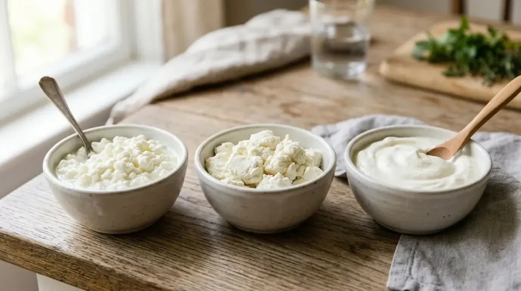 Cottage cheese texture comparison for a cottage cheese bowl