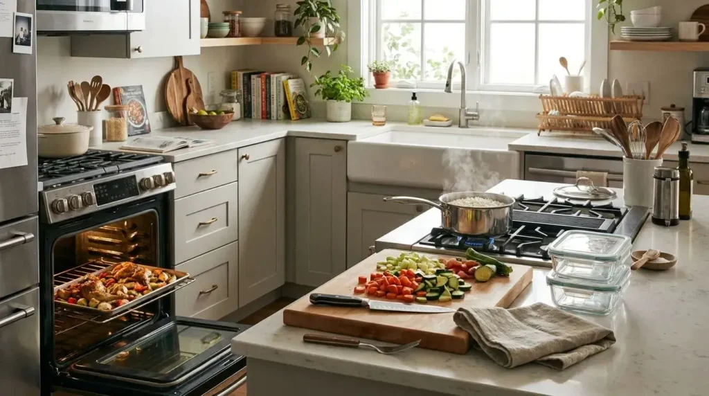 Beginner meal prep cooking workflow