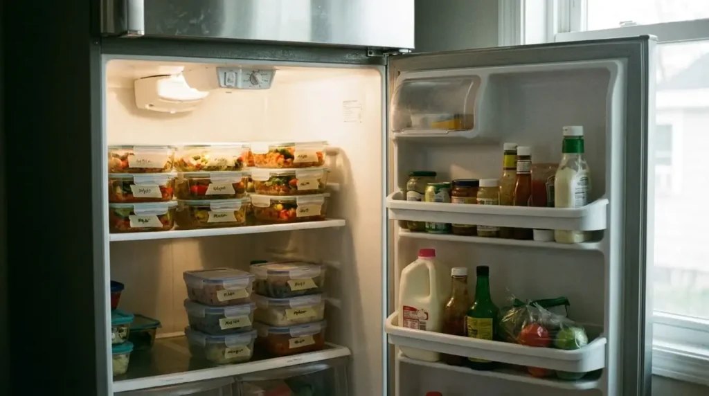Beginner meal prep fridge and freezer storage plan