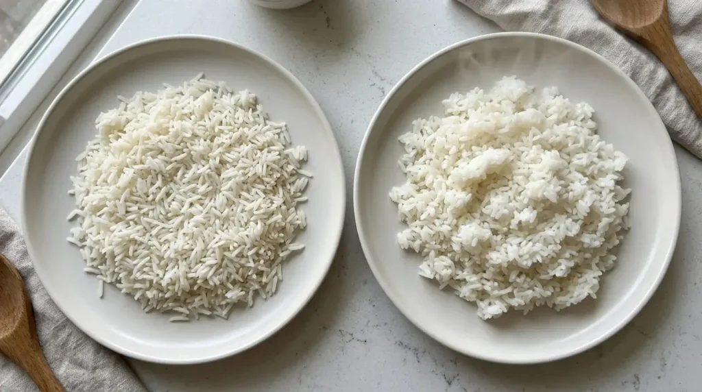 Cold leftover rice compared with fresh rice for egg fried rice