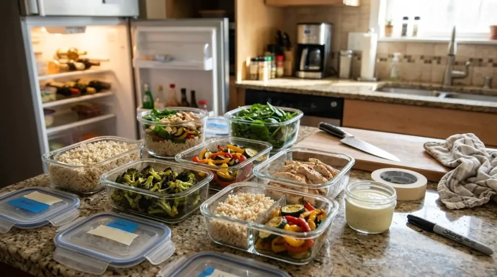 weekly healthy meal prep and storage containers